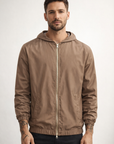 Hooded zip jacket with elastic cuffs
