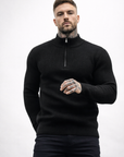 Ribbed half zip knit jumper