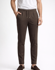 Tapered trousers with drawstring waist