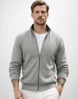 Zip cardigan with stand collar