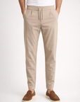 Tapered trousers with drawstring waist