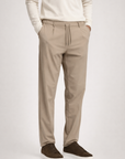Straight leg trousers with drawstring waist