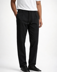 Straight leg trousers with drawstring waist