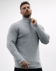 Ribbed half zip knit jumper