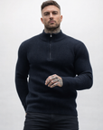 Ribbed half zip knit jumper