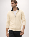 Zip cardigan with stand collar