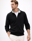 Zip cardigan with stand collar