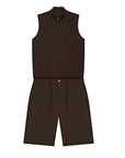 sleeveless zip vest and shorts set