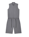 sleeveless zip vest and shorts set